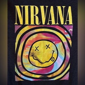 NIRVANA Graphic Tee with Smiley Face